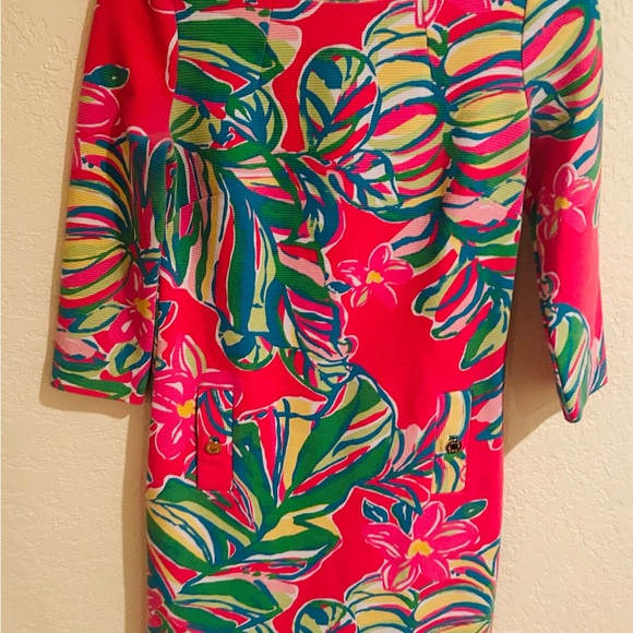 Lilly Pulitzer Vibrant Pink and Green Long Sleeve Dress - Picture 1 of 7